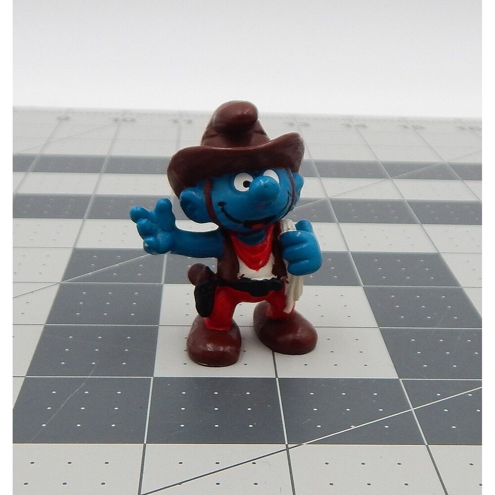 Schleich Cowboy Smurf With White Rope PVC Figure 1981 Peyo